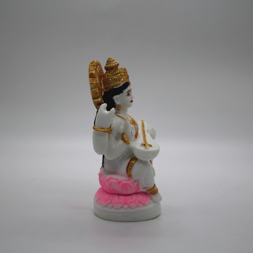 Sarswati Mata Murti/Goddess Saraswati Fiber Statues for Home| Office| Car| Puja Ghar (White, 4inch)
